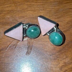 Elegant Silver and Pink Earrings Sterling silver